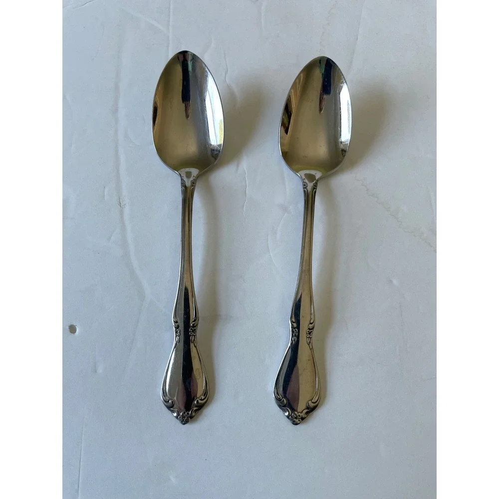Excellent Oneida Oneidacraft Deluxe Chateau Spoons Set 5 Silver Stainless